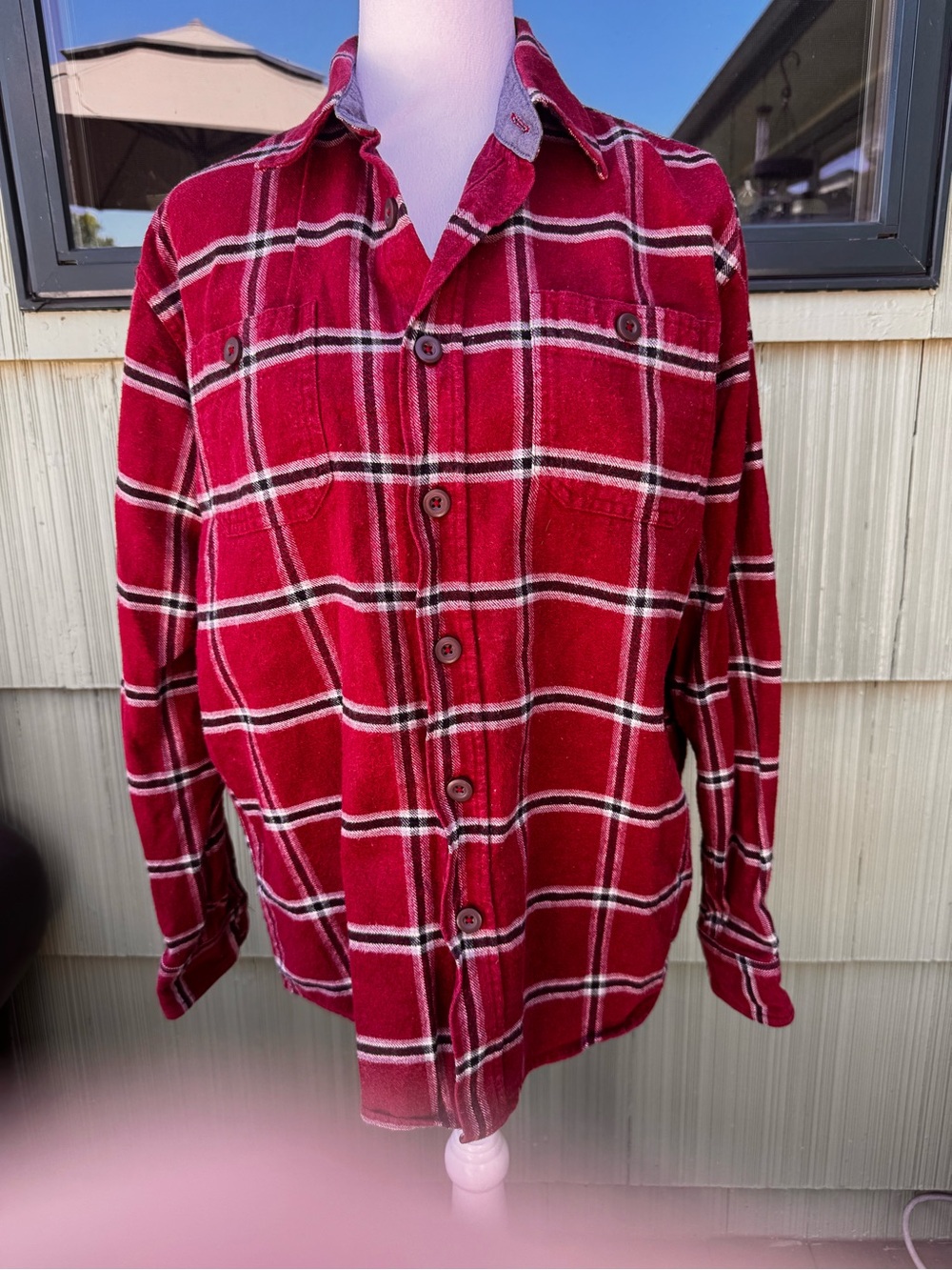 Wrangler Red Plaid Casual Button-Down Shirt